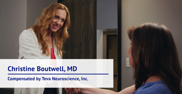 Christine Boutwell, MD talking to a patient about COPAXONE®.